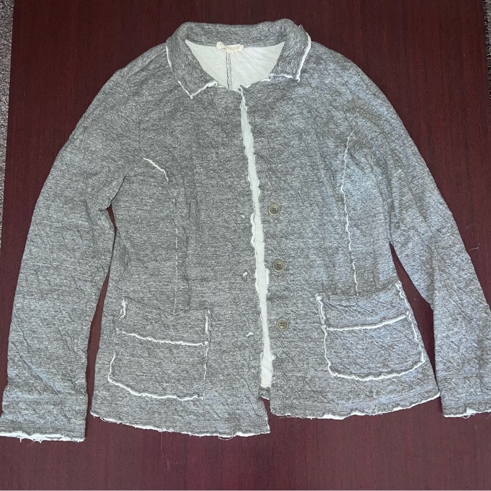 Eileen Fisher Double Layer Ripple Knit Notch Jacket